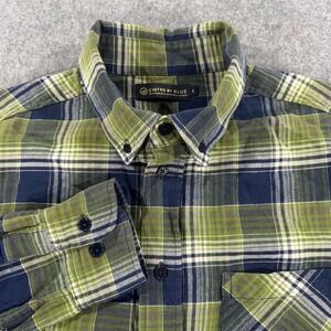 United By Blue Mens Small Green Navy Blue Plaid Flannel Button Down Shirt